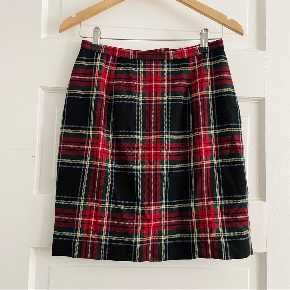 Vintage Ann Taylor Scottish Tartan Plaid Wool Blend Skirt